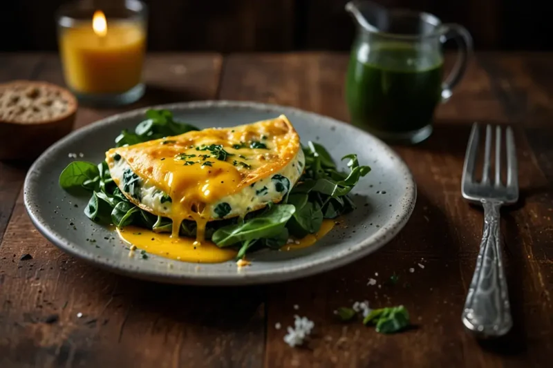 Omelete Proteico De Espinafre E Queijo