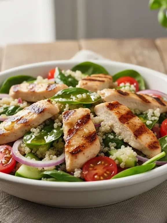 Salada De Quinoa Com Frango Grelhado