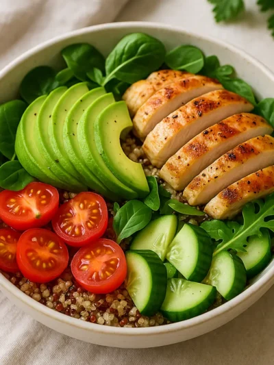 Salada Fitness Quinoa Abacate Frango