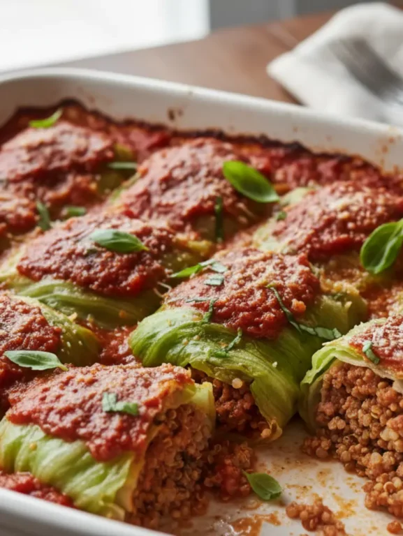 charuto de couve com carne moida e quinoa fit