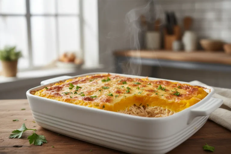 Escondidinho de abobora com frango desfiado fit