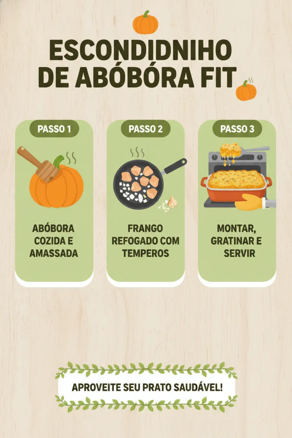 Escondidinho de Abóbora com Frango Desfiado Fit suculento 1 Infográfico da receita