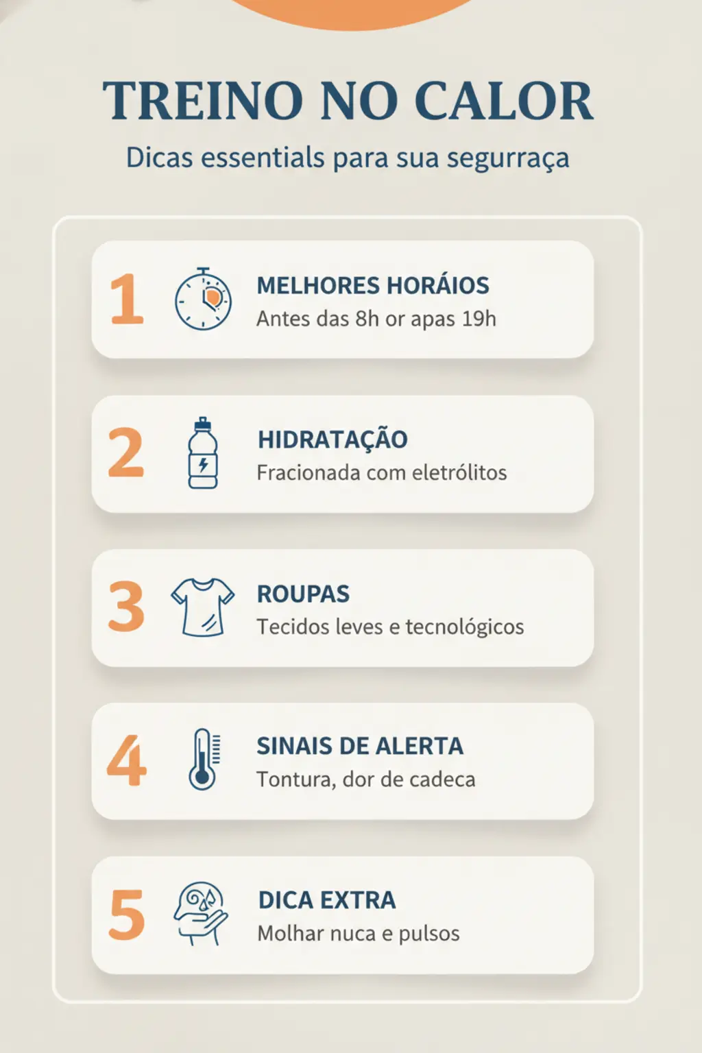 Treinar no calor e como manter o rendimento com segurança 1 Infográfico da receita