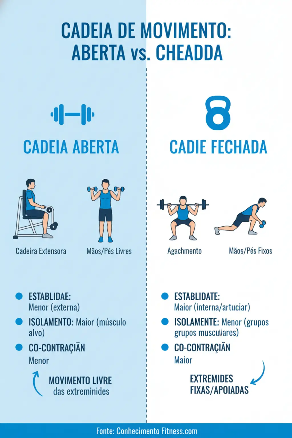 Treino de Exercícios de Cadeia Aberta e Fechada para Performance 1 Infográfico da receita