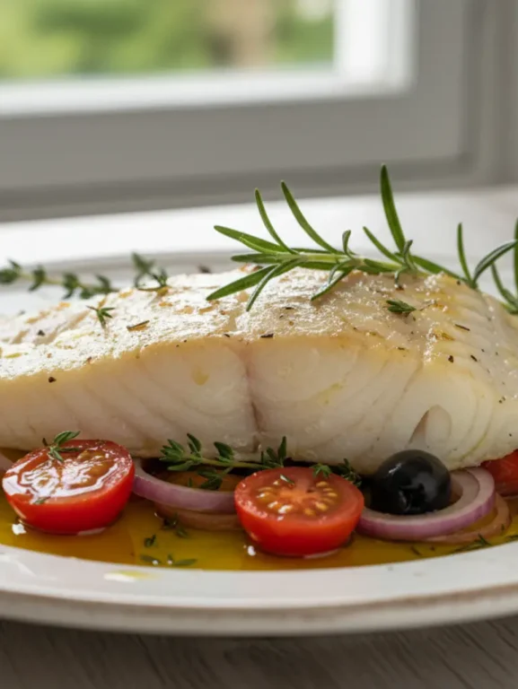 lombo de bacalhau confitado com ervas fit