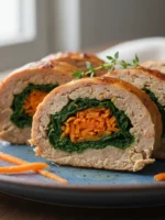 rocambole de carne moida recheado com vegetais fit