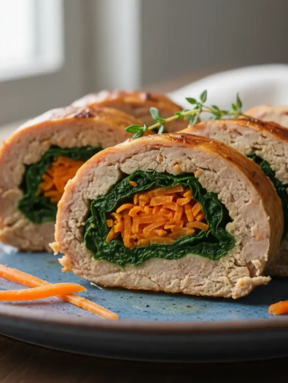 rocambole de carne moida recheado com vegetais fit